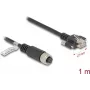 Cable de red DeLOCK cable M12 codificado A de 8 contactos conector hembra a conector macho RJ45 Cat5e 1m negro