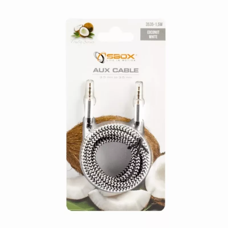 Cable AUX Sbox 3535-1.5W 3,5mm a 3,5mm blanco coco