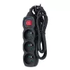 Alargador ESPERANZA ELK210K — cable 1,5 m, 3 tomas de corriente tipo E, conector en ángulo, interior, negro