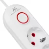 Regleta de enchufes MACLEAN MCE394W — 3 enchufes, 3×USB 2,1A, 110–240V AC, 2500W, cable de 1,5 m, blanca