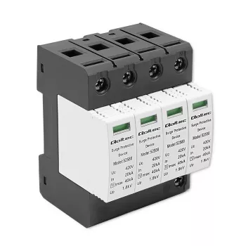 Protector contra sobretensiones QOLTEC 52588 AC 4P 420V T2 C — pararrayos AC de 4 polos, 420 V, Tipo 2