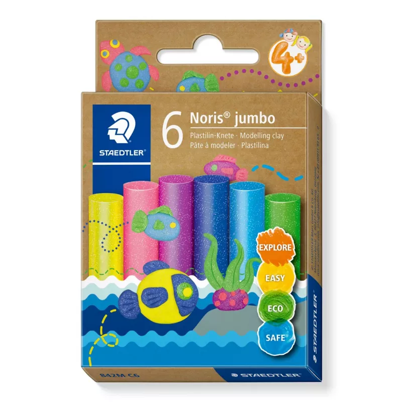 Plastilina Staedtler Noris Jumbo Glitzer – no tóxica, fácil de moldear, MPN 842M C6
