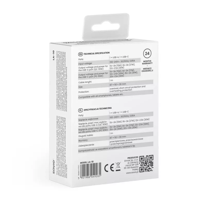 Cargador de pared 30W LA-10 SAVIO