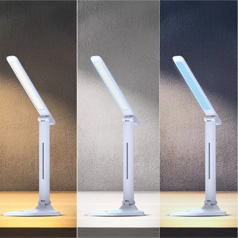 Lámpara de mesa Hawk HW-LAMP01 blanca LED brillo ajustable, brazo ajustable