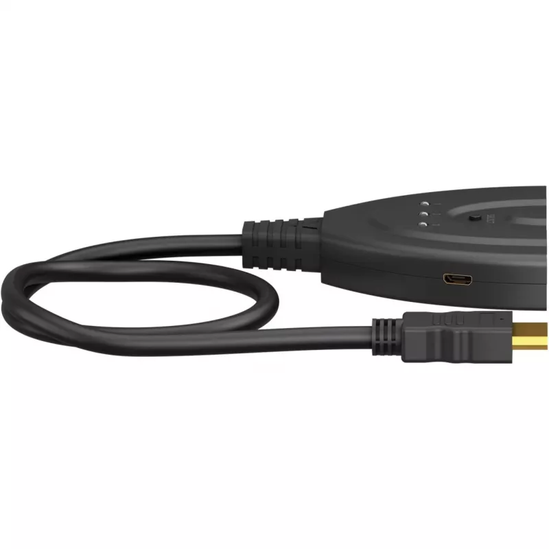 Caja conmutadora HDMI 3 a 1 (4K @ 60Hz), conmutador HDMI (negro, cable de 55cm)