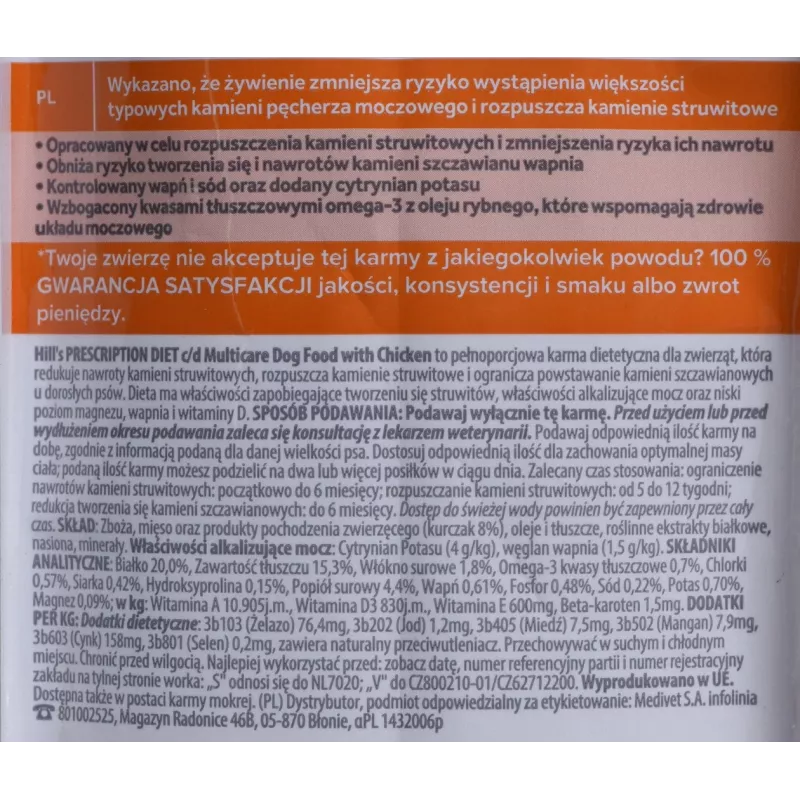 HILL'S PRESCRIPTION DIET Canine Urinary Care c/d Multicare pienso para perros pollo 1,5 kg
