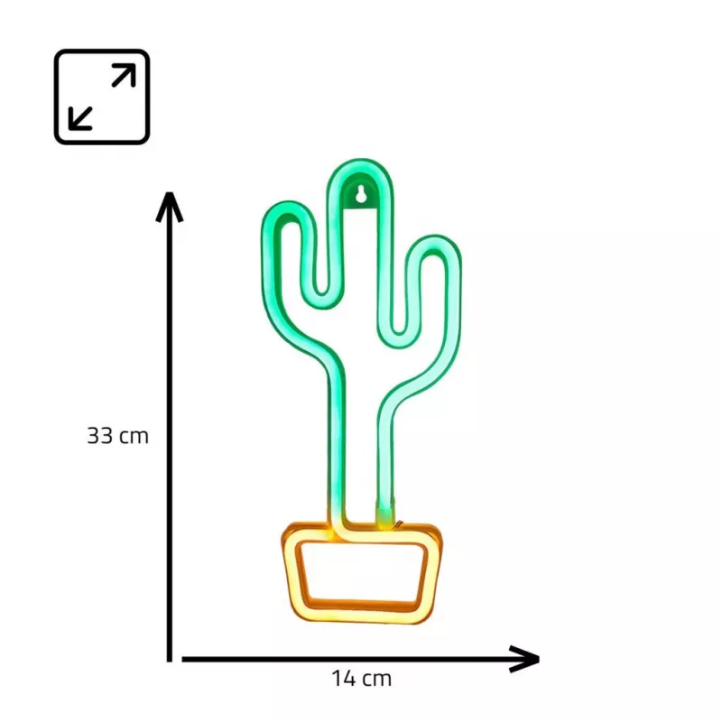 Luz de neón MANTA SNL07GN verde amarilla estilo cactus, lámpara LED de neón decorativa