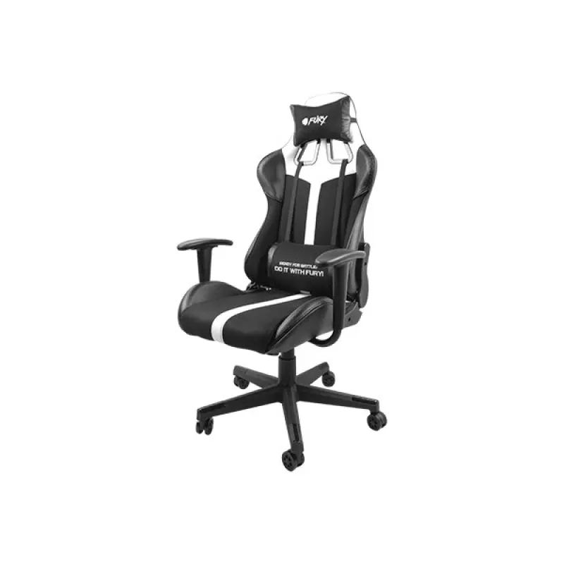 Silla gaming FURY Avenger XL Universal con asiento acolchado negro y blanco