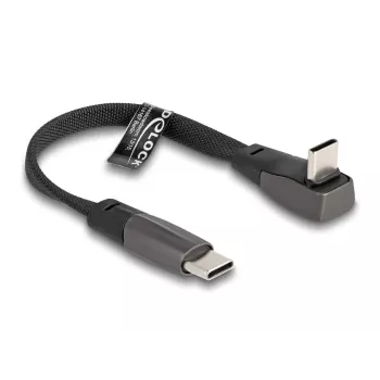 Cable plano USB 2.0 DeLOCK conector macho USB Type-C a conector macho USB Type-C en ángulo PD 3.0 60 W 14 cm negro