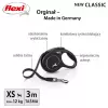 Correa retráctil Flexi New Classic Cat XS 3 m — correa de cordón para mascotas pequeñas, negra, carga máx. 8 kg