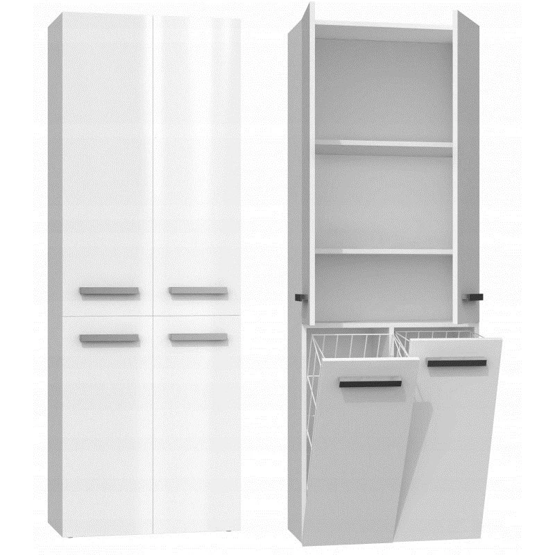 Armario de almacenamiento de baño Topeshop NEL 2K DD en blanco brillo blanco