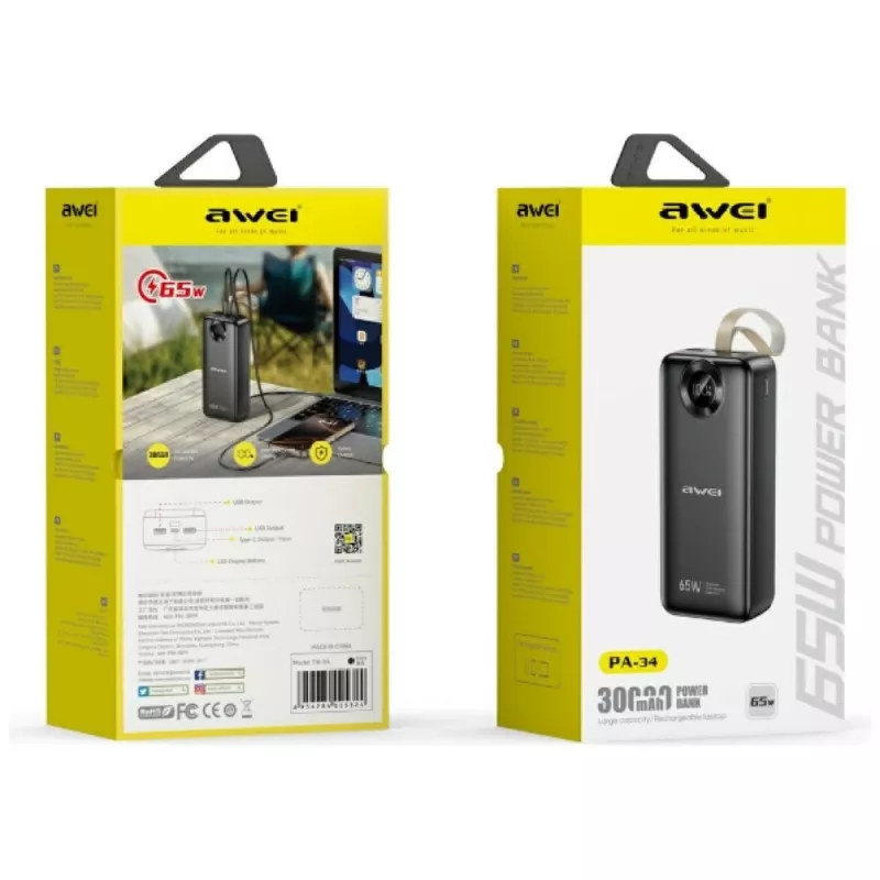 Cargador portátil Awei PA-34 30000mAh