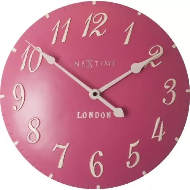 NeXtime Reloj 3084rz London Arabic, Ø34,5 cm, pared, rosa/blanco