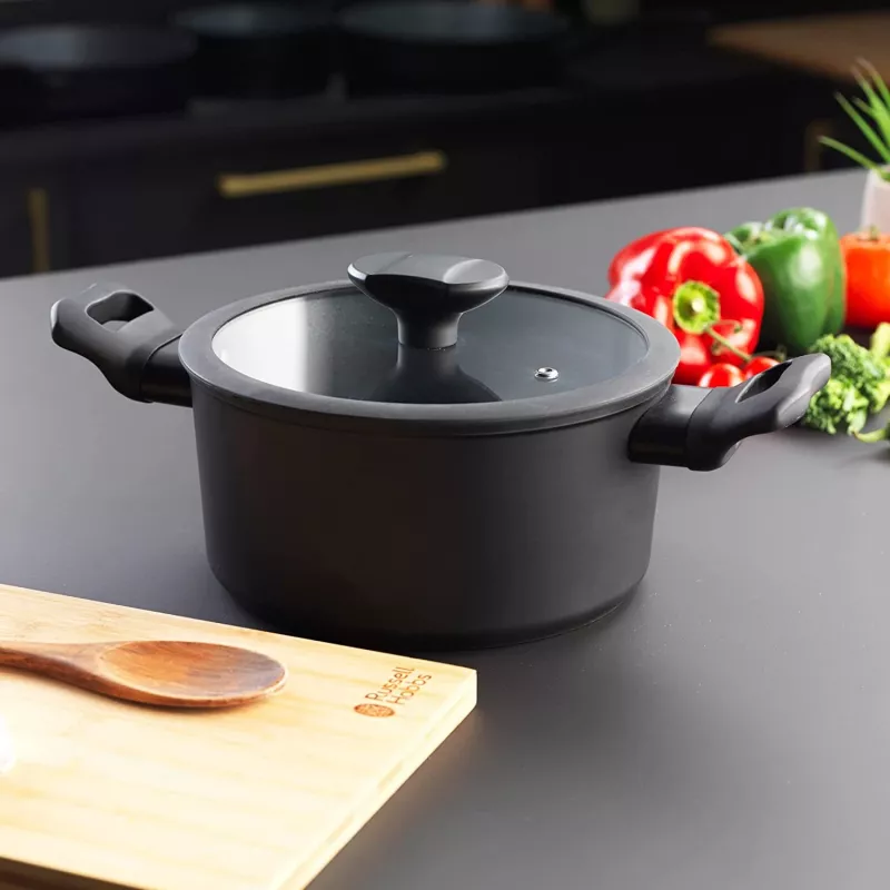 Olla para carne Russell Hobbs RH01863EU7 20 cm Crystaltech batería de cocina acero inoxidable tapa de vidrio