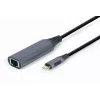 Adaptador de red Gembird A-USB3C-LAN-01 Type-C USB 3.2 Gen 1, Gigabit RJ-45, cable de 0,15 m, carcasa metálica, gris/negro