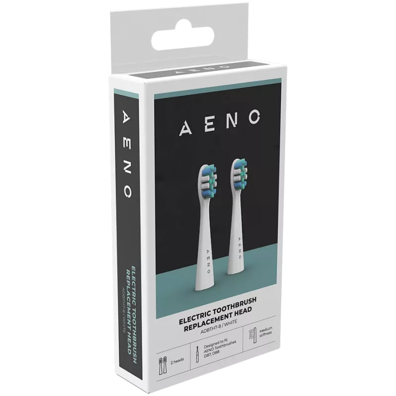 AENO Cabezales de cepillo de repuesto, Blancos, cerdas Dupont, pack de 2 (para ADB0007/ADB0008)
