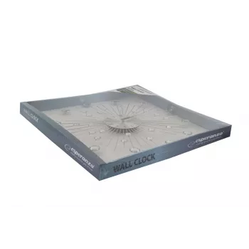 Reloj de pared ESPERANZA EHC002 — mecánico, redondo, 50 cm de diámetro, 25 mm de profundidad, marco de aluminio, tapa de cristal, acabado acero inoxidable
