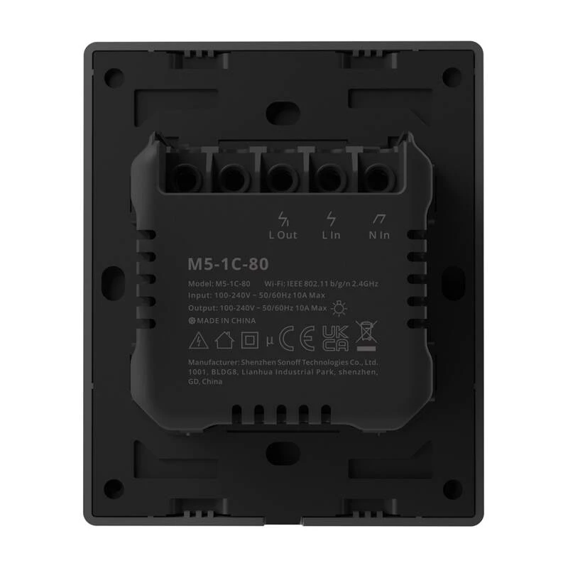 Interruptor de pared Sonoff M5-1C-80 Wi‑Fi – interruptor inteligente unipolar para empotrar, 1 canal