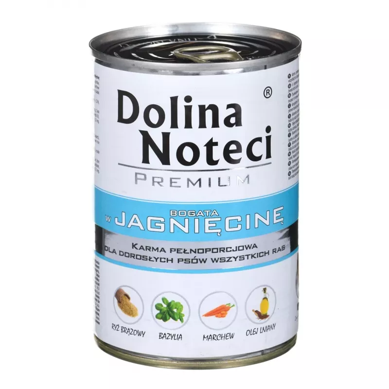 DOLINA NOTECI Premium rico en cordero, comida húmeda para perros, 400 g