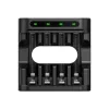 Cargador de baterías XTAR 4 ranuras para AA/AAA (Li-Ion, NiMH) USB-C, indicadores LED, negro