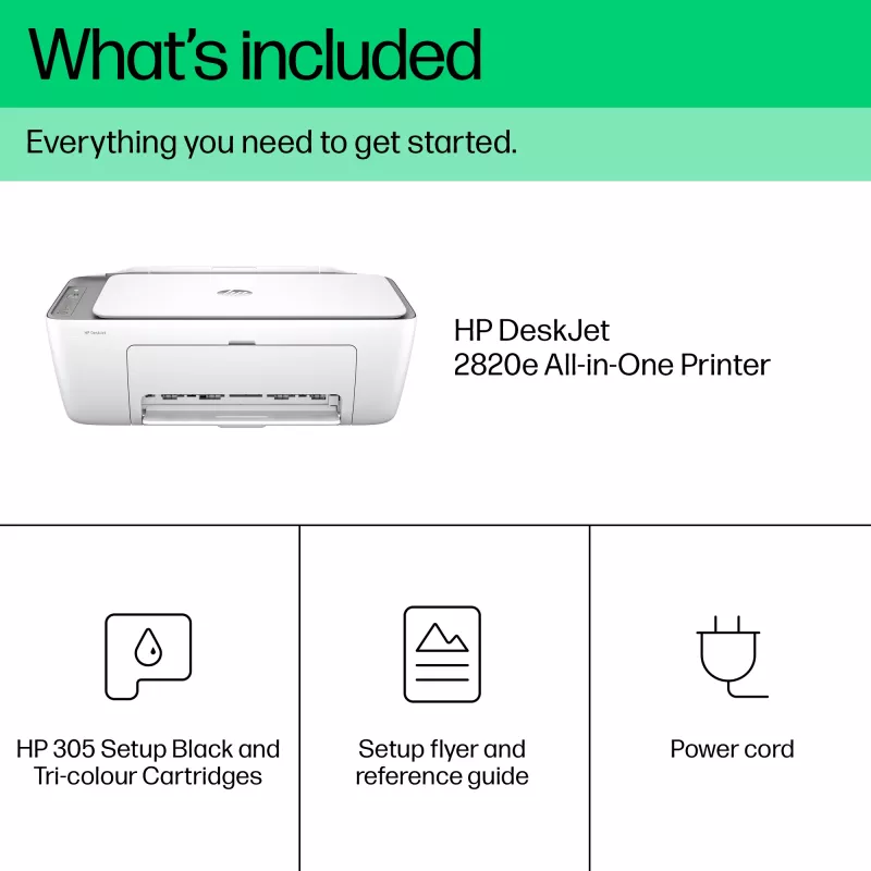 Impresora multifunción en color inalámbrica HP DeskJet 2820e, Instant Ink; copiadora, escáner