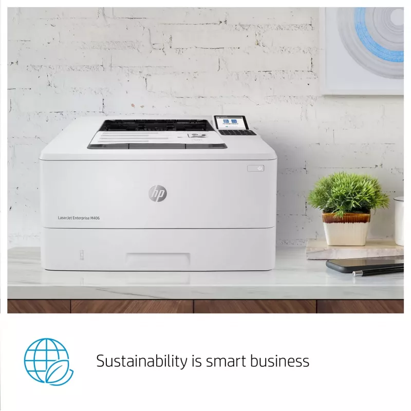 HP LaserJet Enterprise M406dn, láser, 1200 x 1200 DPI, A4, 38 ppm, impresión a doble cara, listo para red