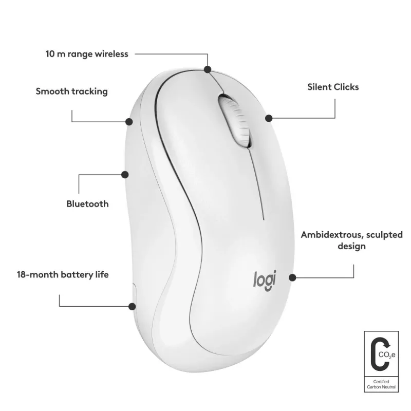 Ratón inalámbrico Bluetooth Logitech M240 Silent, blanco