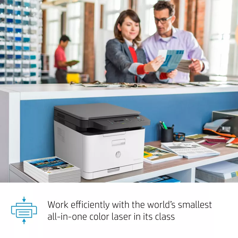 Impresora multifunción láser HP Color Laser MFP 178nw — color, A4, 18 páginas/min (B/N), Wi-Fi, Ethernet, escaneo dúplex