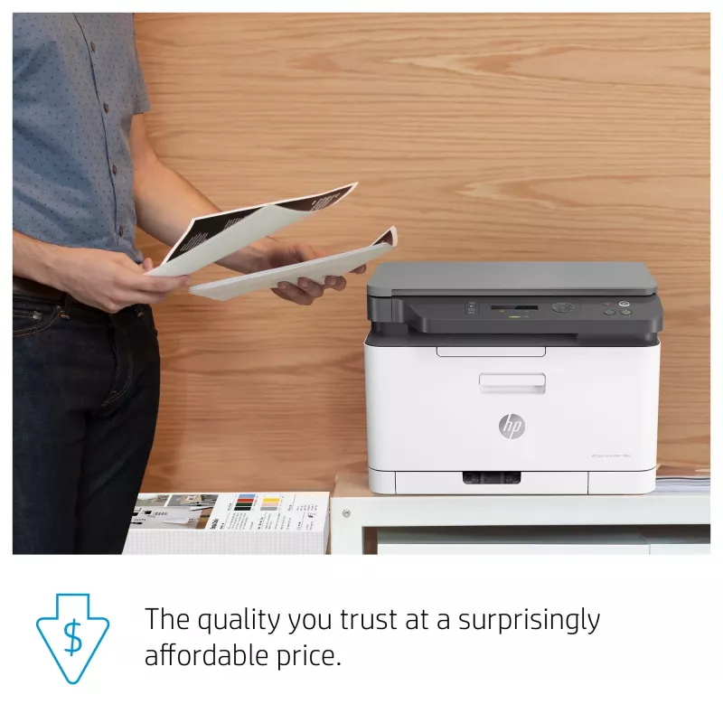 Impresora multifunción láser HP Color Laser MFP 178nw — color, A4, 18 páginas/min (B/N), Wi-Fi, Ethernet, escaneo dúplex