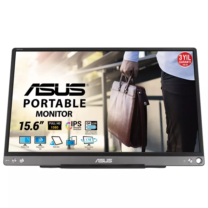 ASUS ZenScreen MB16ACE monitor de ordenador 39,6 cm (15,6 inch) 1920 x 1080 píxeles Full HD LED gris