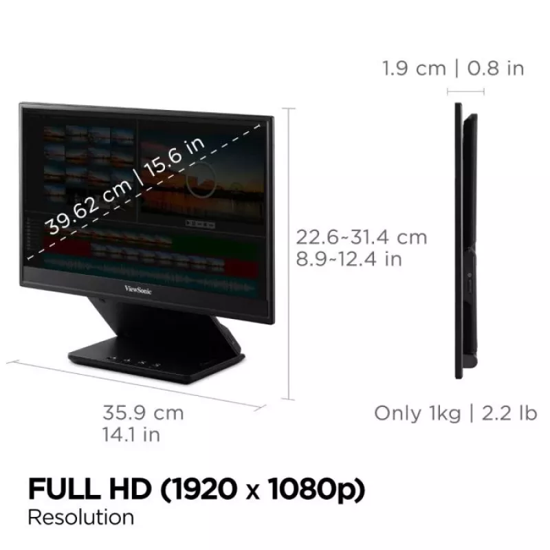 Viewsonic VP Series VP16-OLED Monitor de ordenador 40,6 cm (16 inch) 1920 x 1080 píxeles Full HD Negro