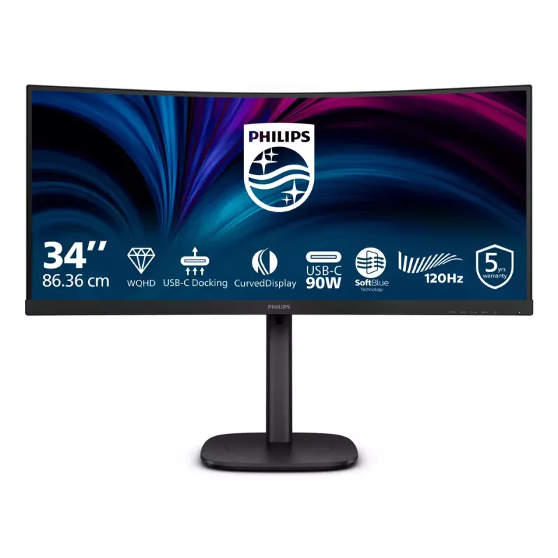 Philips 3000 series 34B2U3600C/00 Monitor de ordenador 86,4 cm (34 inch) 3440 x 1440 píxeles Wide Quad HD LCD Negro