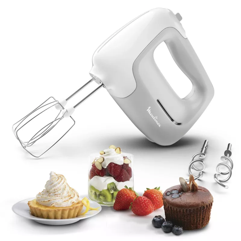 Batidora de mano Tefal Prep'Mix HT450B — 450 W, 5 velocidades, turbo, varillas metálicas, blanca