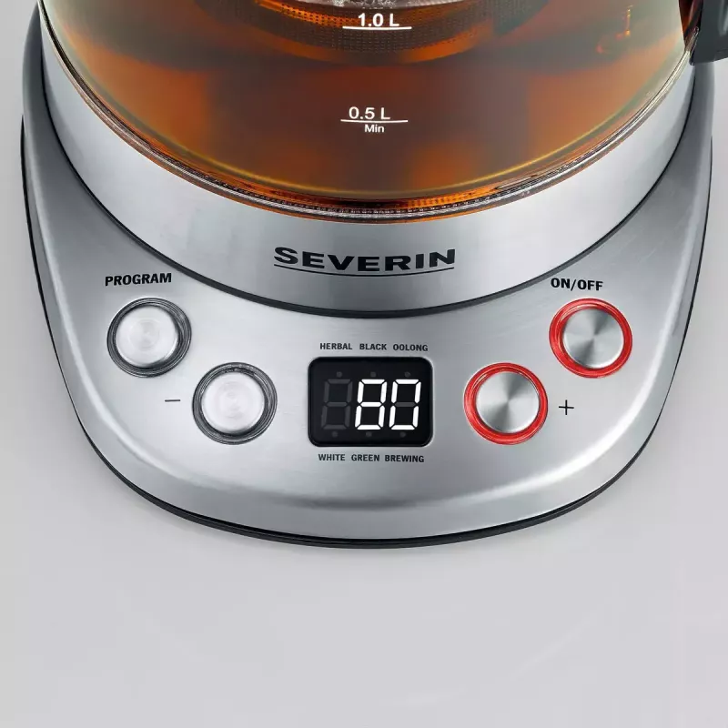 Hervidor eléctrico SEVERIN WK 3480 — capacidad 1,7 L, 3000 W, blanco, carcasa de vidrio/plástico/acero inoxidable