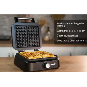 Gofrera Unold gofrera belga Bruselas 2 gofres rectangular negra 1500 W