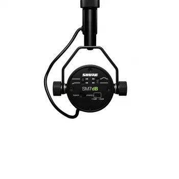 Micrófono de estudio dinámico Shure SM7DB — XLR con cable, cardioide, 50–20000 Hz, 150 Ω, alimentación phantom 48V, negro
