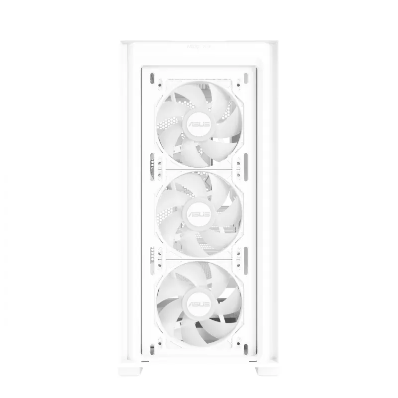 Caja de PC ASUS A21 PLUS Micro ATX blanca — compatible con Micro ATX/Mini-ITX, 3 ventiladores frontales de 120 mm, 1 ventilador trasero de 120 mm, radiador frontal de 360 mm, GPU hasta 380 mm