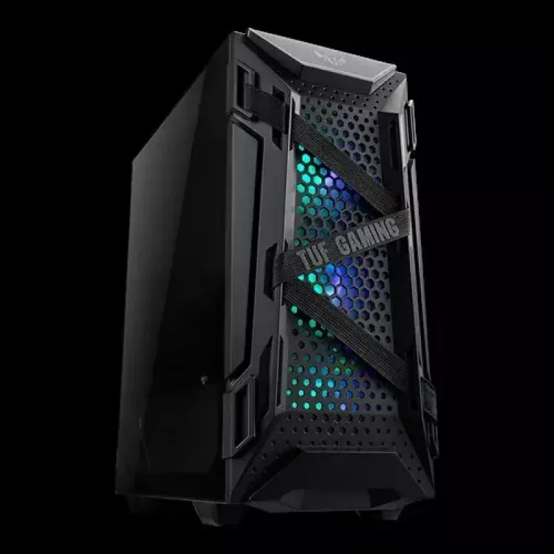 Caja de PC ASUS TUF GAMING CASE GT301 — semitorre ATX, cristal templado, 3 ventiladores frontales de 120 mm, 1 ventilador trasero de 120 mm, compatible con ATX/Micro-ATX/Mini-ATX