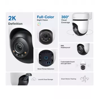 TP-Link Tapo cámara Wi-Fi de seguridad pan/tilt para exterior, cámara de seguridad IP, interior y exterior, inalámbrica, CE, FCC, RoHS, RCM, montaje en techo, blanca, negra