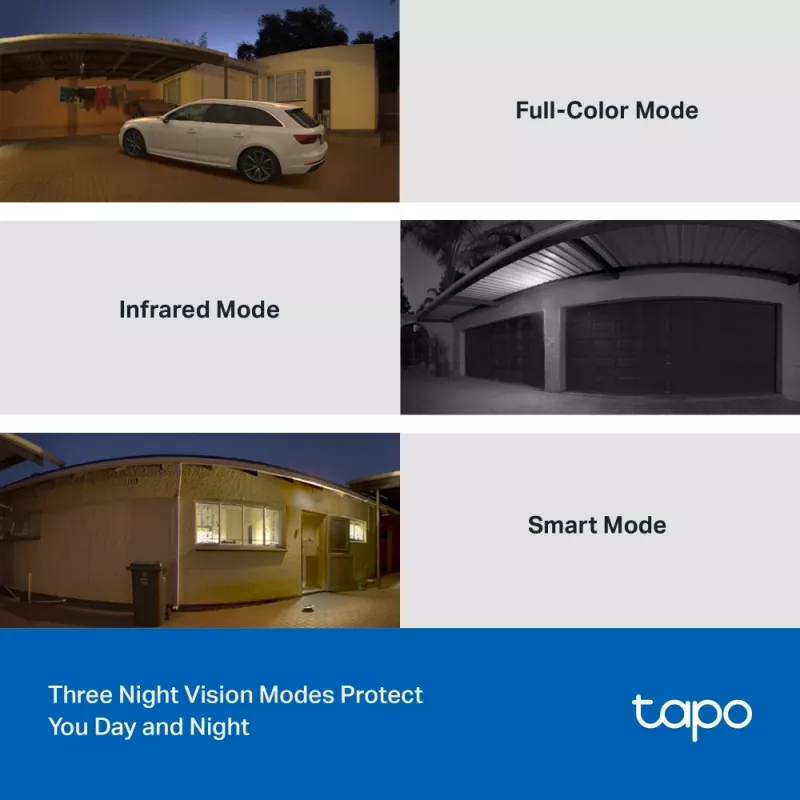 TP-Link Tapo cámara Wi-Fi de seguridad pan/tilt para exterior, cámara de seguridad IP, interior y exterior, inalámbrica, CE, FCC, RoHS, RCM, montaje en techo, blanca, negra