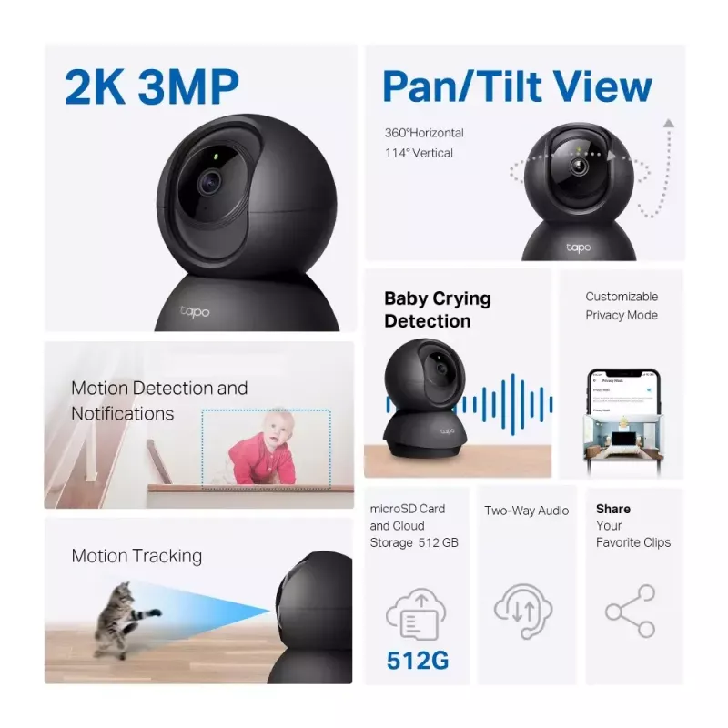 TP-Link Tapo cámara Wi-Fi de seguridad para el hogar con pan/tilt