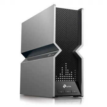 TP-Link Archer BE19000 router Wi-Fi 7 tri-banda, Wi-Fi 7 (802.11be), tri-banda (2,4 GHz / 5 GHz / 6 GHz), Ethernet LAN, negro, acero inoxidable, router de sobremesa