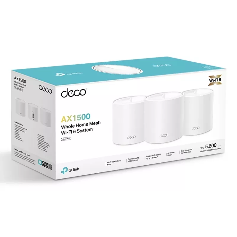 TP-Link AX1500 Whole Home Mesh Wi-Fi 6 System, blanco, interior, router mesh, 190 m², doble banda (2,4 GHz / 5 GHz), Wi-Fi 6 (802.11ax)