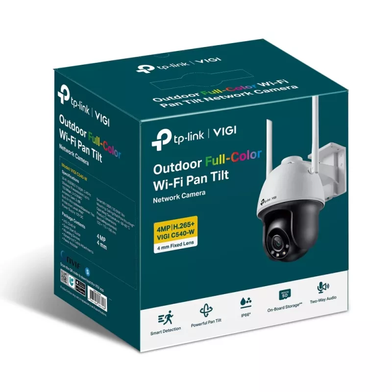 TP-Link VIGI Cámara de red Wi-Fi 4MP a todo color con giro/inclinación para exterior
