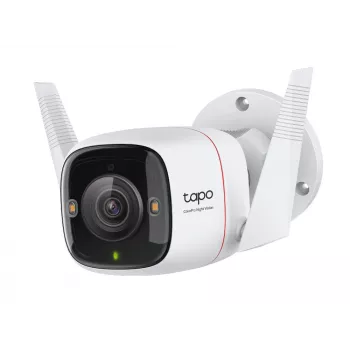 TP-Link Tapo Cámara de seguridad Wi-Fi para exterior, cámara de seguridad IP, interior y exterior, inalámbrica, CE, FCC, RoHS, RCM, pared, blanca