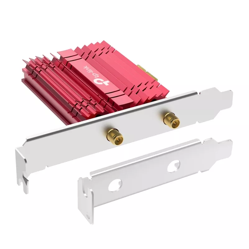 TP-Link AXE5400 Adaptador PCIe Wi-Fi 6E Bluetooth 5.2, interno, inalámbrico, PCI Express, WLAN / Bluetooth, 5400 Mbit/s, negro, rojo
