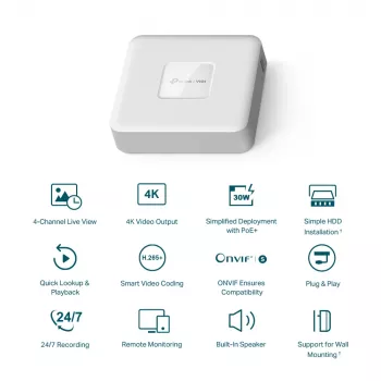 Grabador de vídeo en red PoE+ de 4 canales TP-Link VIGI