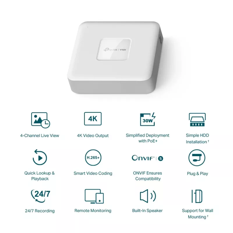 Grabador de vídeo en red PoE+ de 4 canales TP-Link VIGI