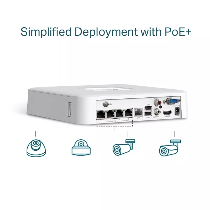 Grabador de vídeo en red PoE+ de 4 canales TP-Link VIGI