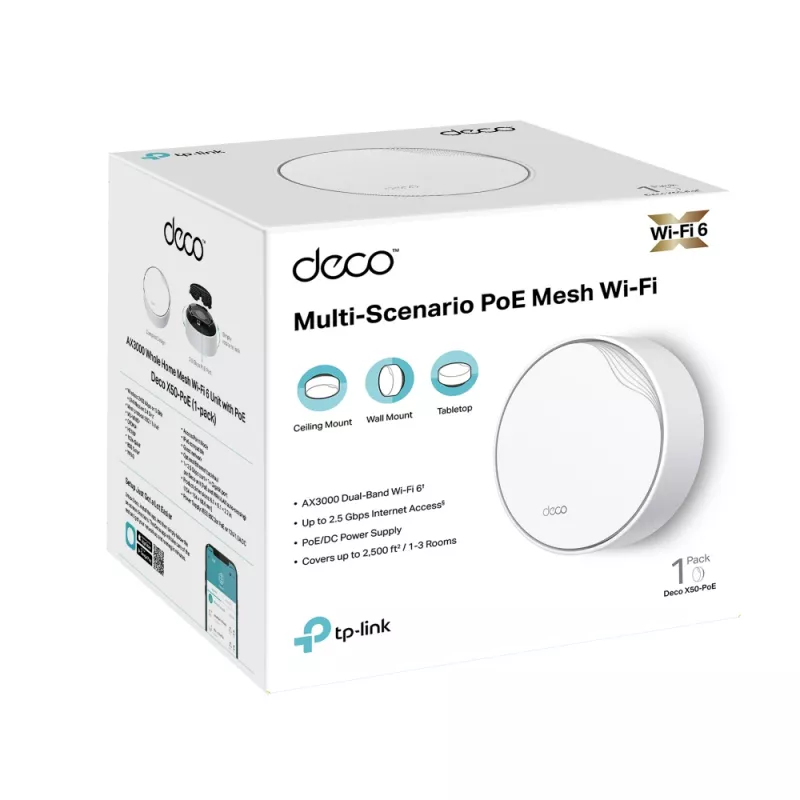 Unidad Mesh Wi-Fi 6 TP-Link AX3000 Whole Home con PoE